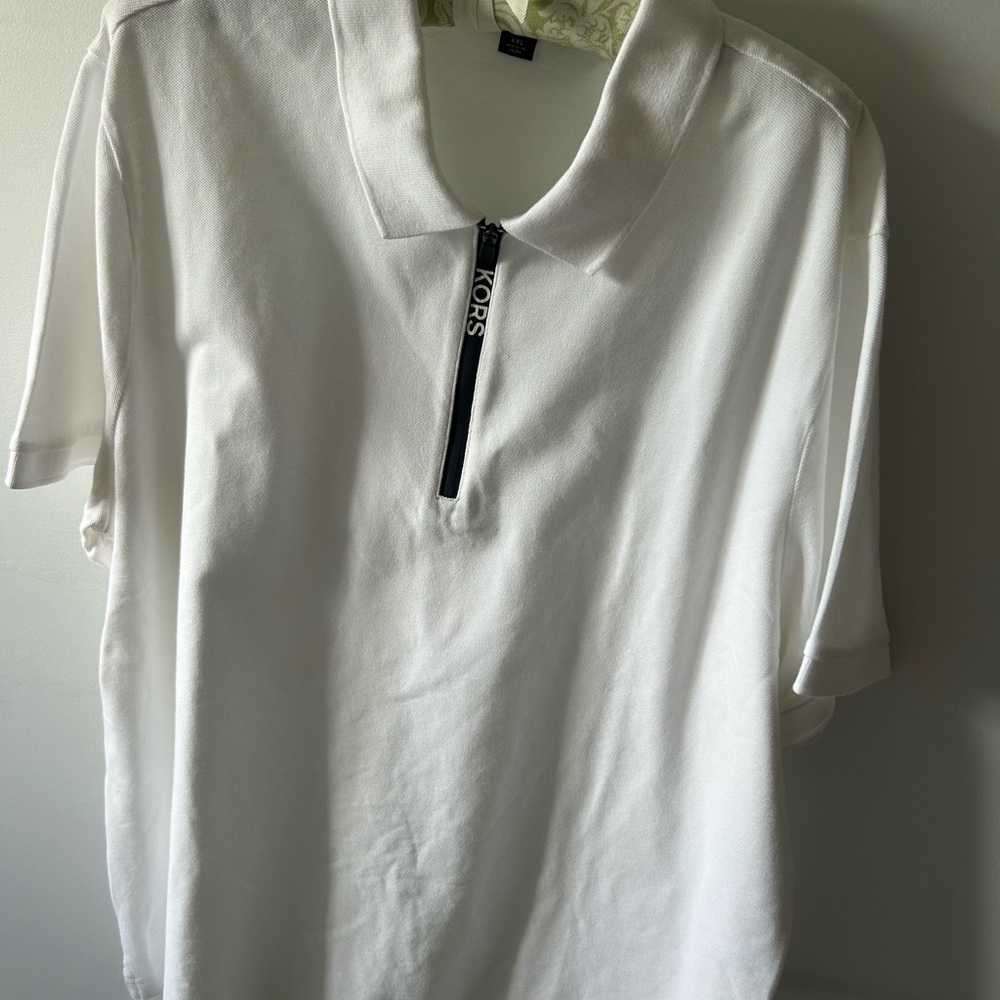 Michael Kors White Polo Shirt with Zip Detail